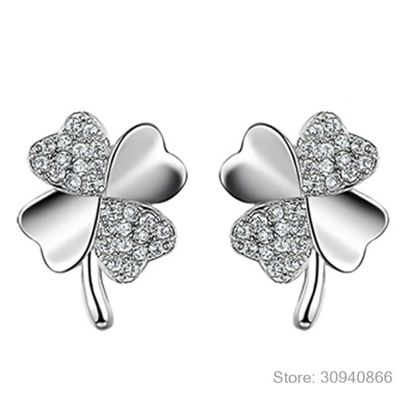 Горячая 925 серебряная серьга в виде сердца brincos pendientes Lucky Clover Серьги гвоздики для женщин подарок oorbellen S-E55
