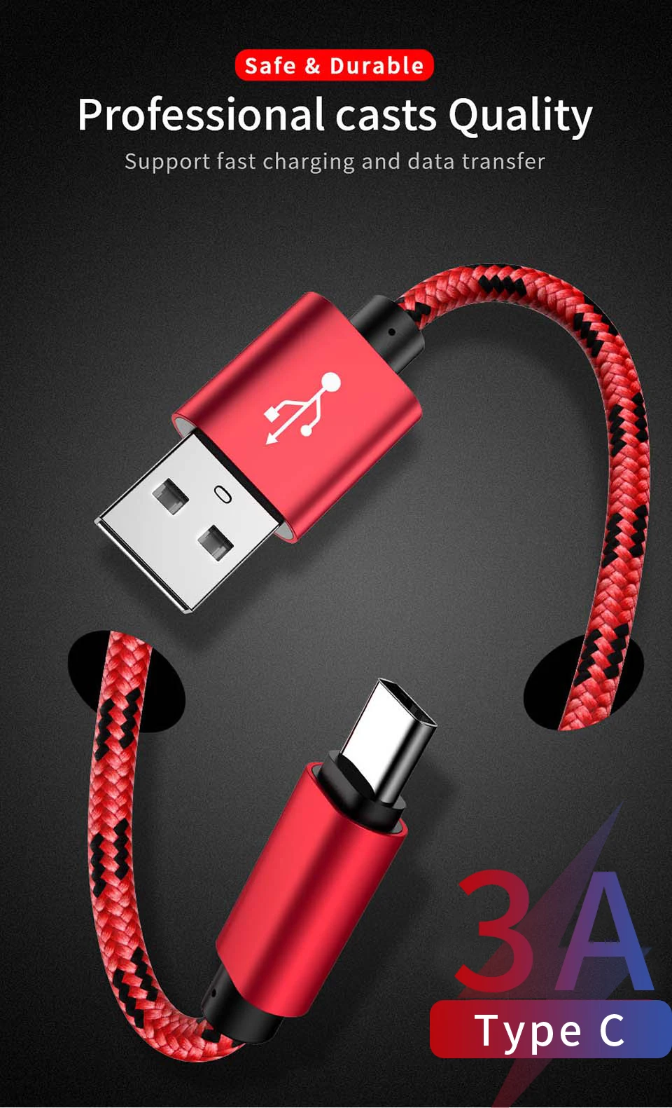 REZ X7 usb type-C кабель для Xiaomi Redmi huawei samsung USB C кабель для мобильного телефона кабель для быстрой зарядки для устройств usb type-C шнур