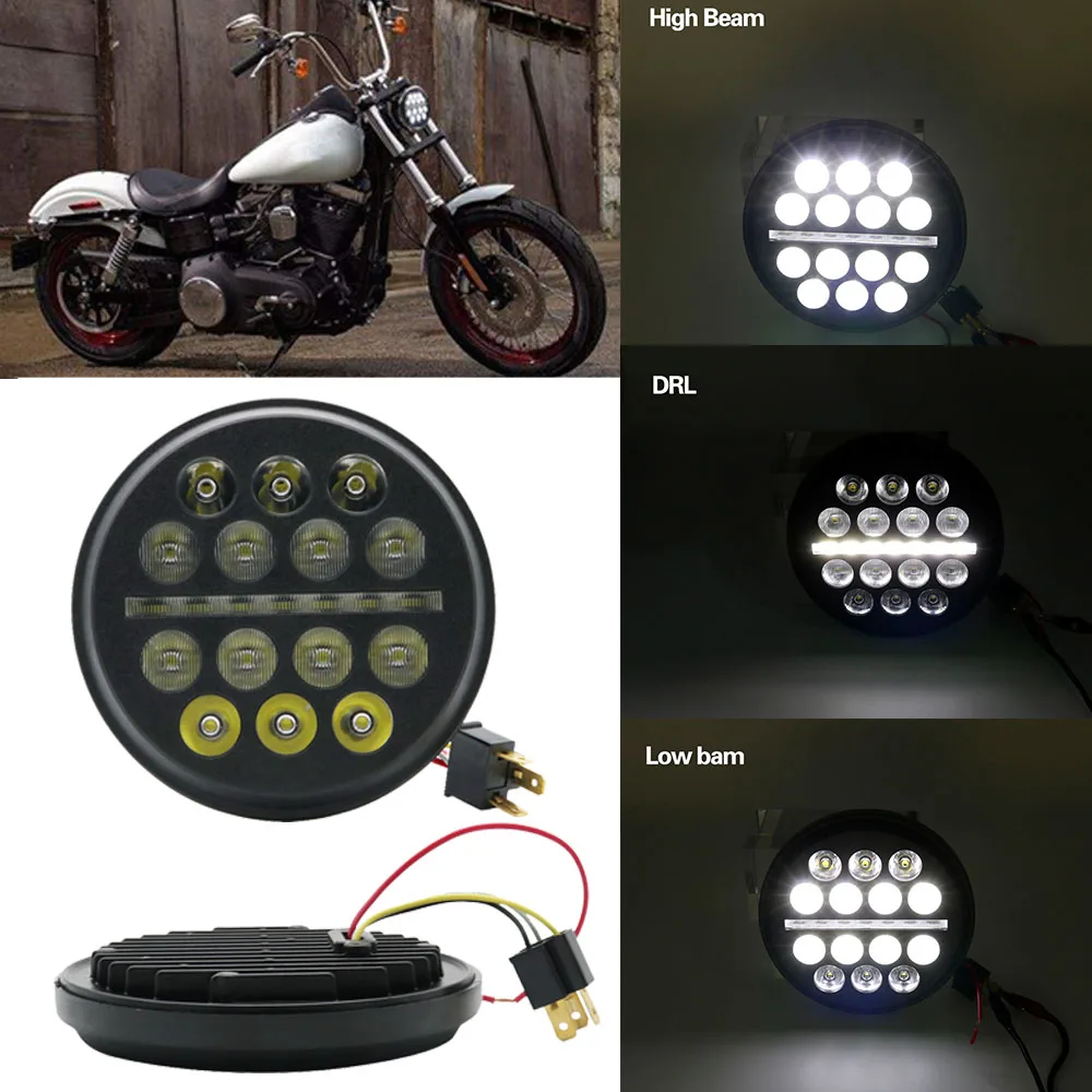 5 3/4 светодиодные фары с DRL для мотоцикла проектора дальнего света 75 дюйма фары| |