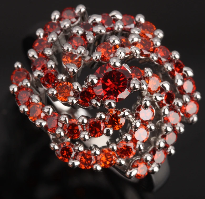 Красный гранатовый серебряное с серебряным покрытием размер кольца 6 / 7 8 9 S1407 |