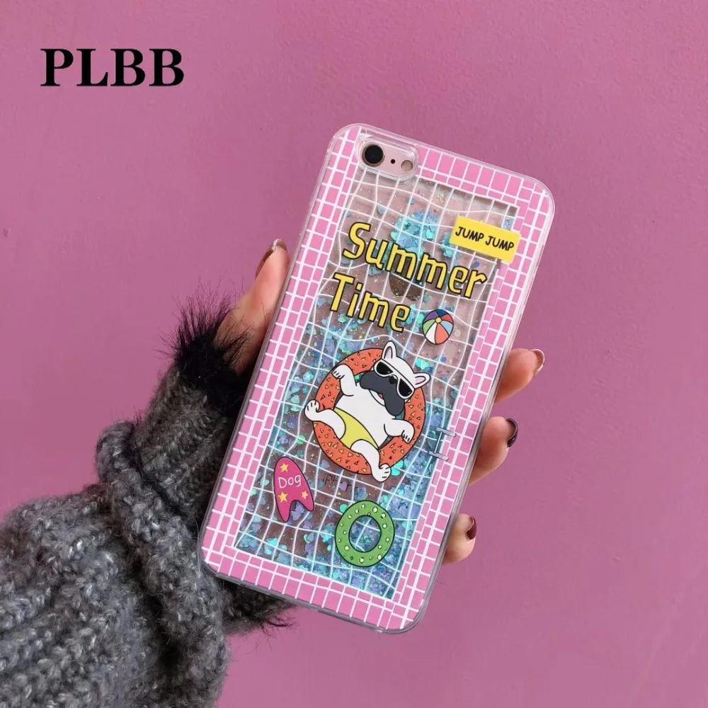 PLBB Модный чехол для девочек с жидким песком iPhone X 6 6S 7 8 Plus блестящими звездами и