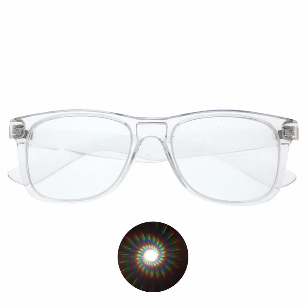 2 قطعة دوامة النهائي حيود نظارات البلاستيك ، الأسود ، الأزرق ، الوردي ، واضحة 3D الهذيان بريزم صريف نظارات قوس قزح الألعاب النارية اللوالب