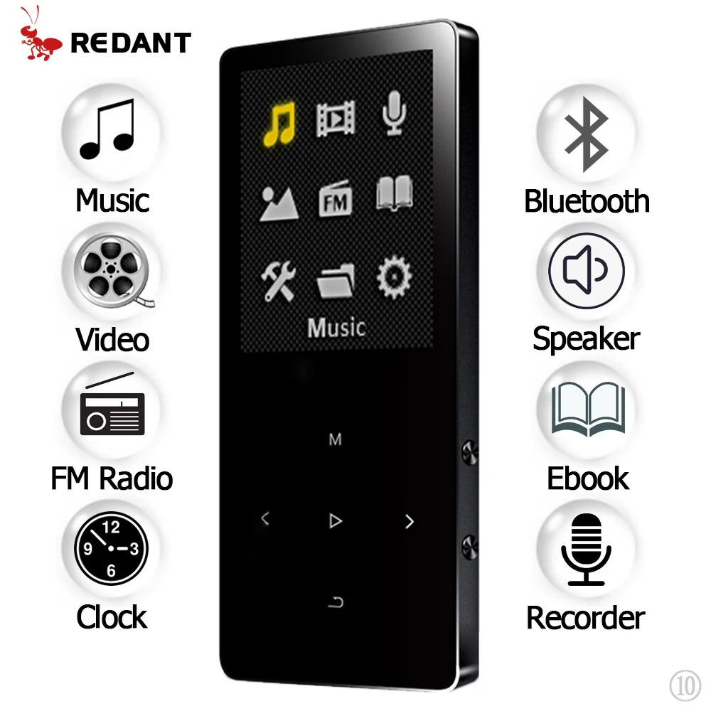 REDANT MP3 плеер с bluetooth и динамиком 1 8 сенсорный экран hi fi fm радио мини Спорт MP 3