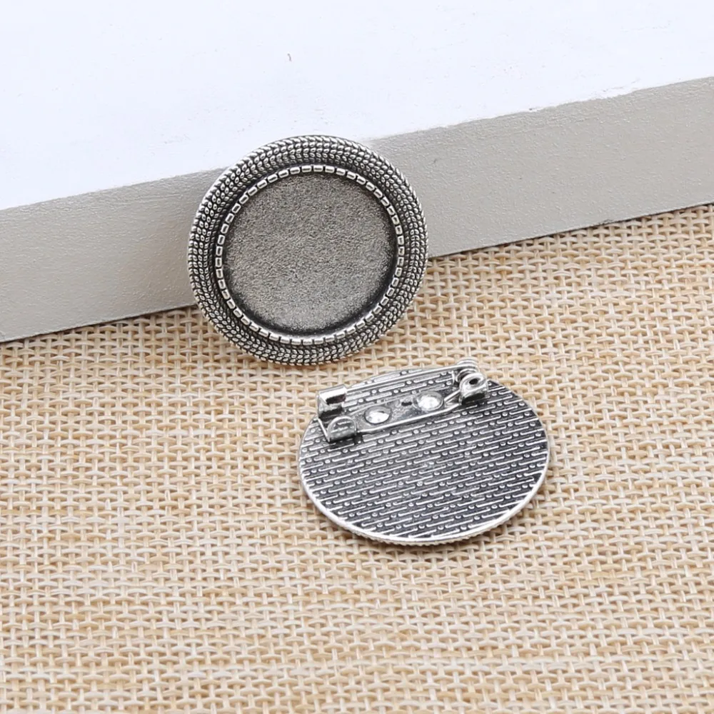 10 шт. античные серебряные металлические пустые ободки брошка основа шпилька 20 мм