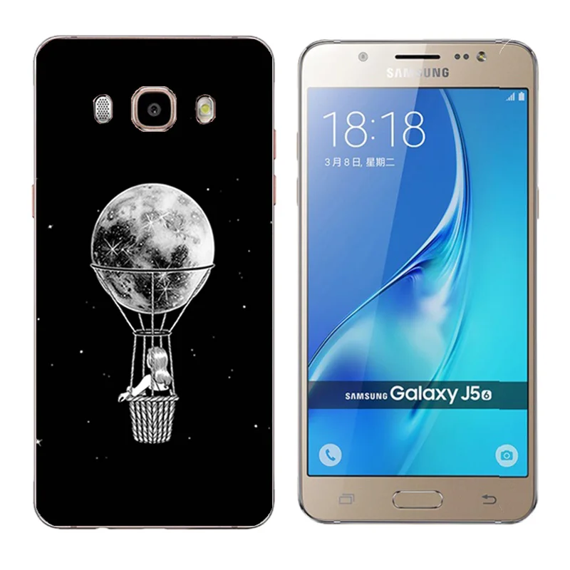 for Funda Samsung Galaxy J5 2016 Phone Cases Snowflake Printing TPU Silicon Cover (2016) J510F Back |