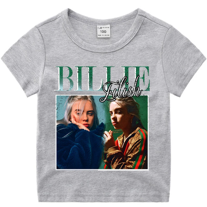 Детская Винтажная футболка с коротким рукавом Billie Eilish 90s мягкая черная для