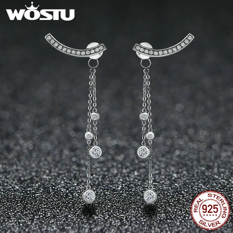 WOSTU Новое поступление 100% Стерлинговое Серебро 925 пробы Висячие легкие длинные