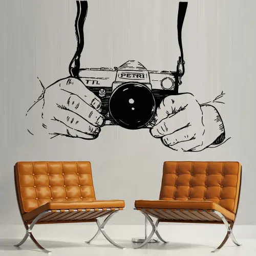 Современная креативная наклейка для фотостудии камеры руки наблюдение дизайн