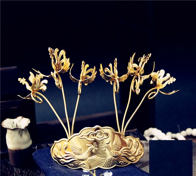 Тиара для волос LYZ Han Yan Ming Dynasty Dragon Phoenix традиционная китайская Винтажная заколка