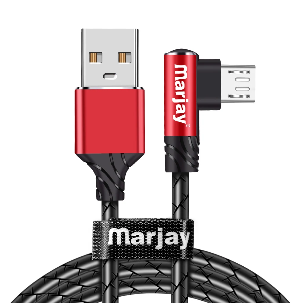 Marjay Micro USB кабель 90 градусов 2.4A Быстрая зарядка данных USB кабель для samsung S7 huawei Xiaomi LG Android Microusb телефонный шнур
