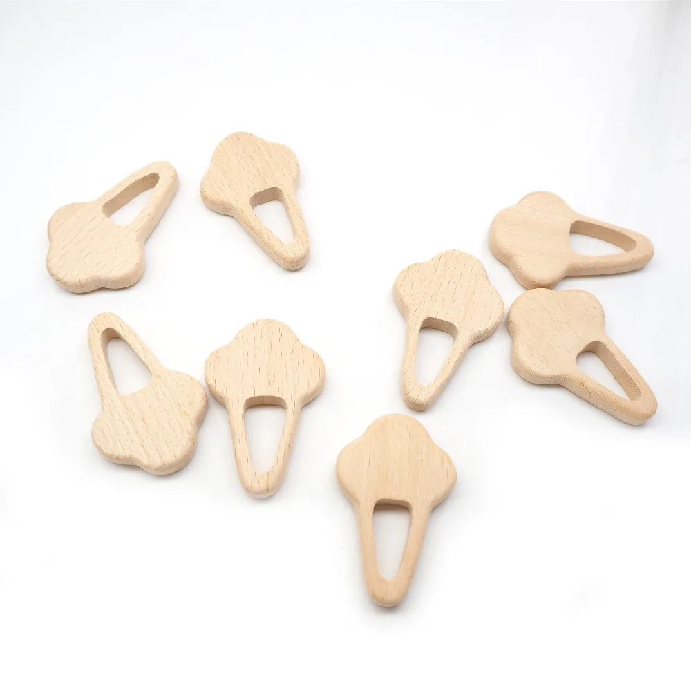 

Chenkai 10pcs Ice Cream Wooden Teether Ring DIY Organic Eco-friendly Nature Unfinished Infant Baby Rattle Grasping Toy