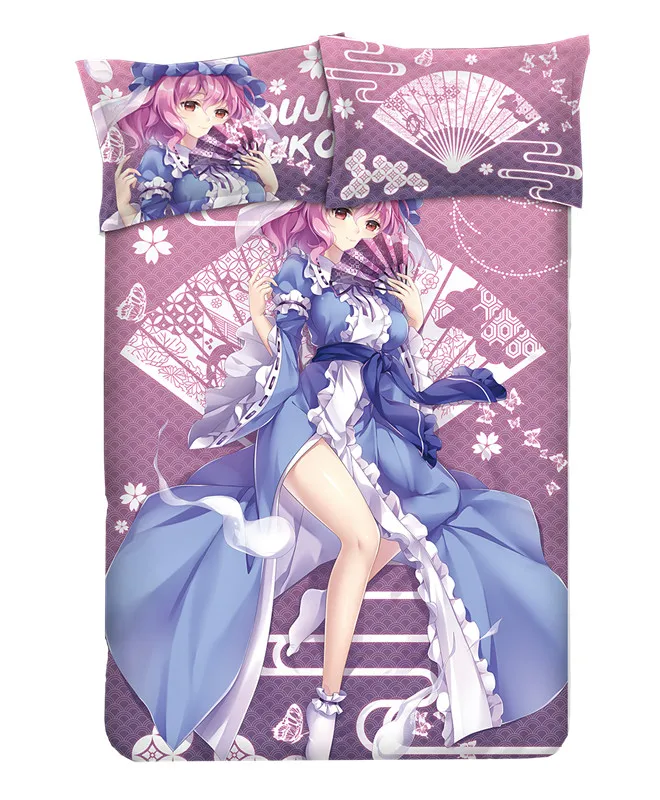 Комплект постельного белья с рисунком из Аниме TouHou Project Saigyouji Yuyuko пододеяльник и наволочки комплект 4
