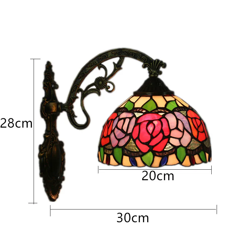 

American Vintage Flowers Wall Lamp European Bar Restaurant Glass Rose Light Fixture Hotel Cafe Living Room Bedroom Light