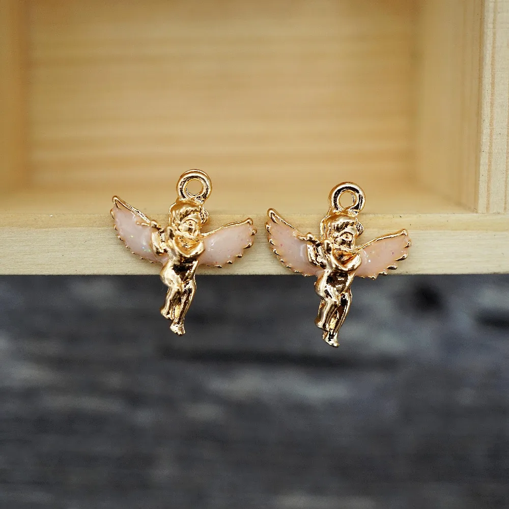 

Подвески-Ангелы с капельной флейтой, для изготовления ожерелья, ювелирных изделий для женщин, брелок для браслета 2019, 2 шт./партия, 20x17 мм