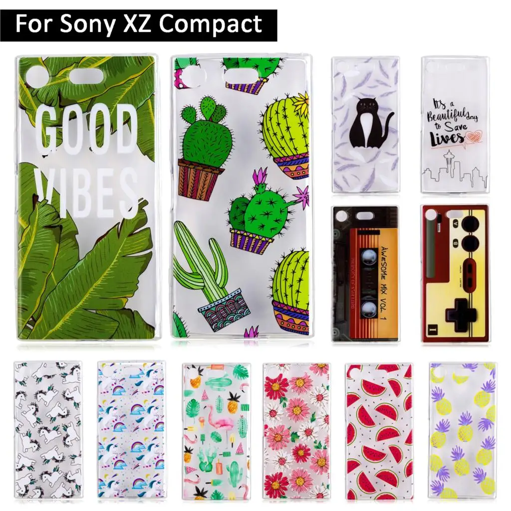 Для Sony Xperia XZ Compact XZCompact чехол из мягкого силикона ТПУ прозрачный с рисунком для