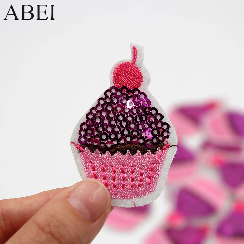 10 шт./лот Diy мультфильм Мороженое нашивки вышивка блестками торт аппликация сумки наклейки аксессуары для одежды мотив значок патч