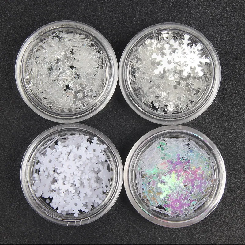 Elessical 4 бутылки голографические ясно Рождественские снежинки Дизайн ногтей