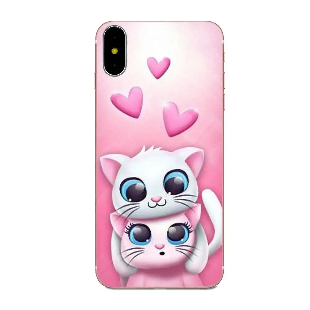 Милый резиновый чехол для мобильного телефона с кошками Apple iPhone 4 4S 5 5C 5S SE 6 6S 7 8 Plus X