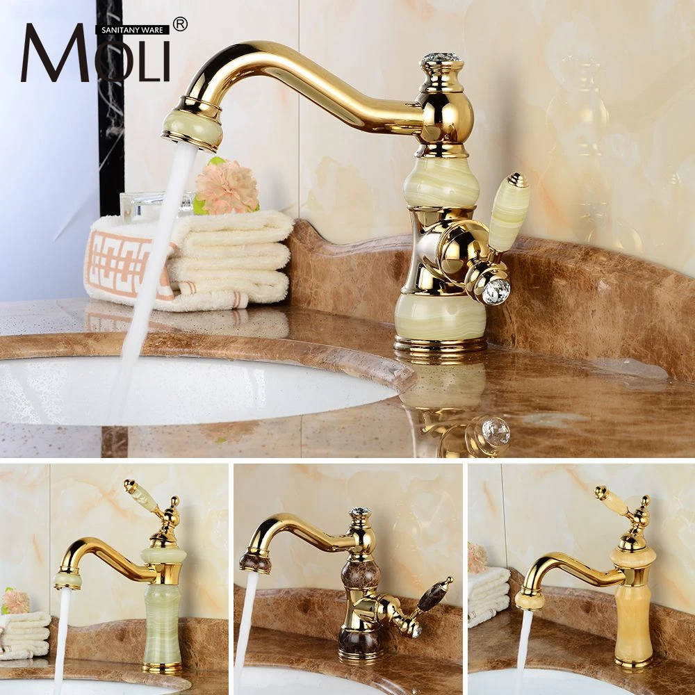 Бесплатная доставка роскошный золотой кран медный смеситель для ванной комнаты
