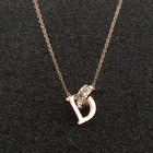 Ожерелье с подвеской из розового золота, с буквами и кристаллами
