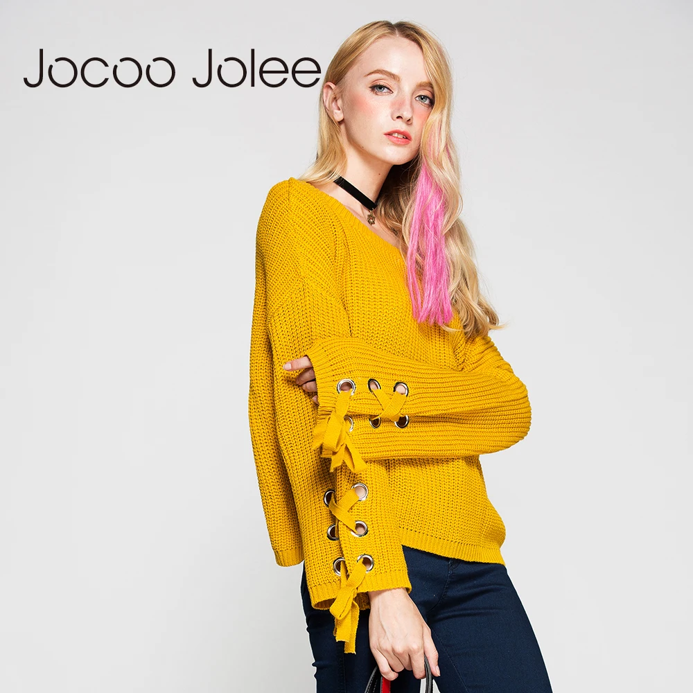 Повседневный трикотажный свитер Jocoo Jolee с круглым вырезом женский джемпер