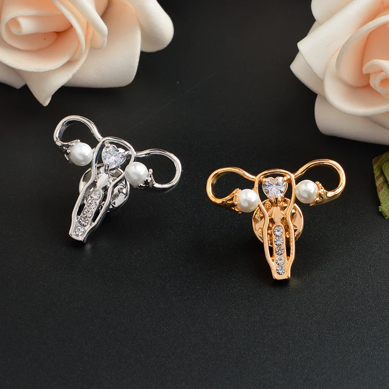 

The birthplace of the baby Woman's Womb Shape Pin Pink and Heart Medicine Symbol Jewelry for Nurse Doctor Medical Brooch