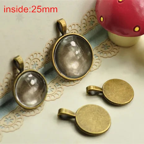 40 шт. античный бронзовый круглый кабошон винтажная основа для 25 мм круглого