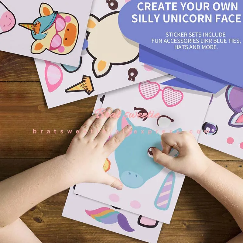 24 шт DIY Единорог вечерние сувениры сделать наклейки "Единорог" Дети Единорог день рождения поставки детские подарки DIY ремесло украшения