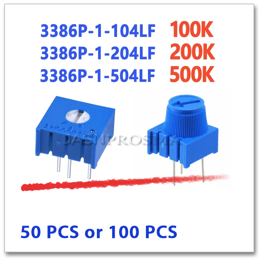 

JASNPROSMA 3386P 50PCS 100PCS 100K 200K 500K 104 204 504 With knob Precision Adjustable