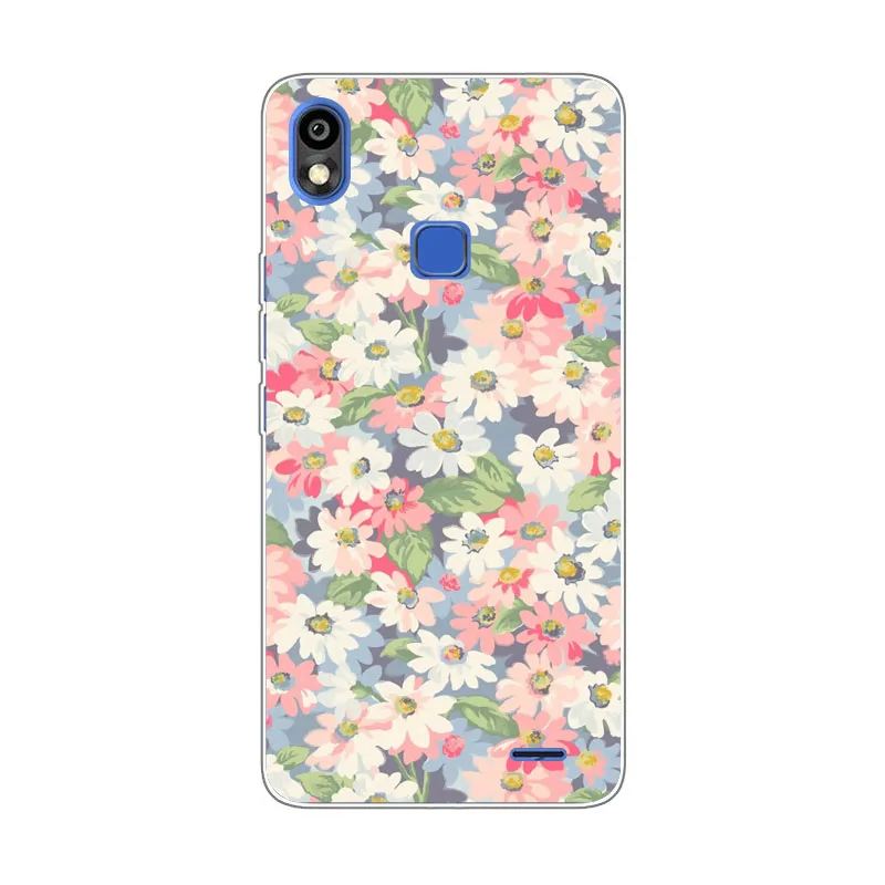 Чехол Infinix Smart 2 HD X609 силиконовый белый мягкий чехол из ТПУ с цветочным рисунком