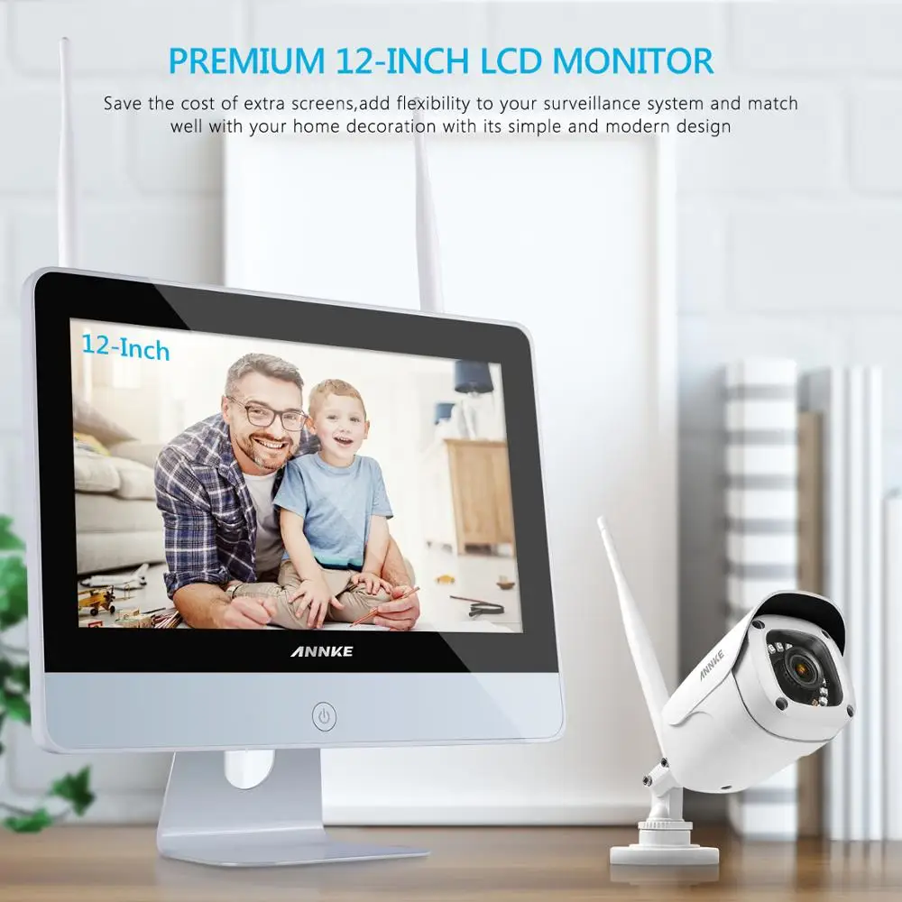 ANNKE 8CH FHD 1080P Беспроводная NVR видео система безопасности с 1" ЖК-монитором настоящая 4 шт 1080P Wifi IP камера без проводки