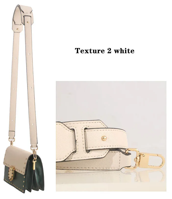 BAMADER High Quality Genuine Leather Bag Strap Ladies Wide Shoulder Strap 81CM-118CM Adjustable Fashion Women's Bag Accessories - Цвет: Texture 2 white