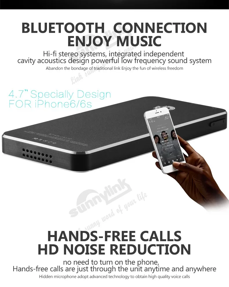 Sunnylink Многофункциональный тонкий внешний аккумулятор Bluetooth динамик 5200 мАч