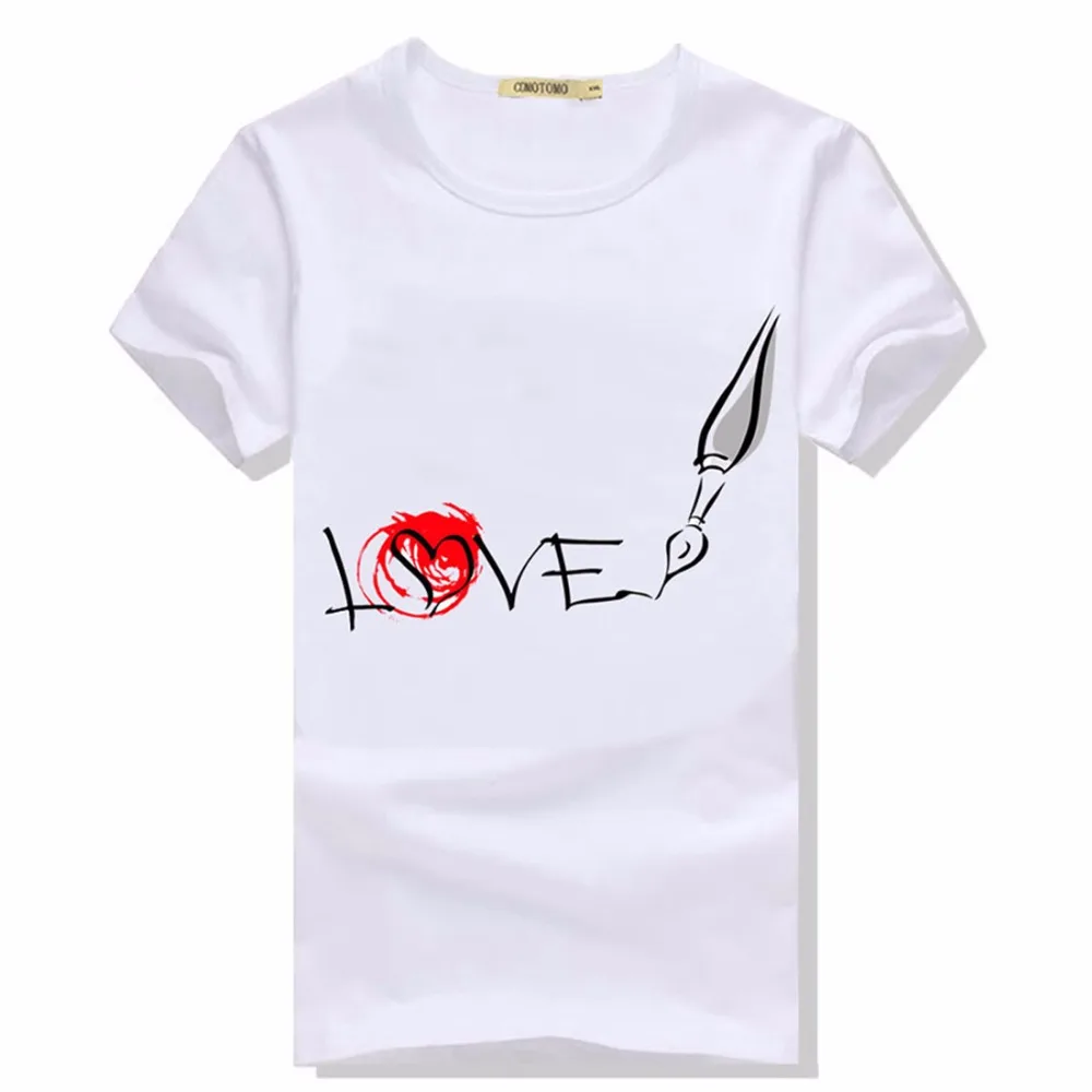 Облегающая Мужская футболка 2018 крутая летняя с коротким рукавом Homme Love буквенным