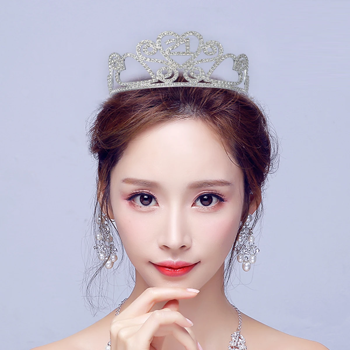 Девушка 21 тиара на день рождения кристалл горный хрусталь королева повязка в