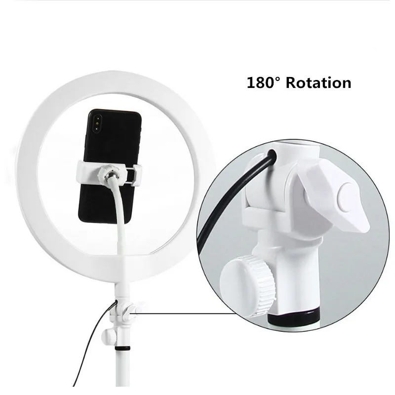 

10 Inch LED Ring Light 5V 8W 3800-6800K Photography Dimmable Selfie Ring Light Video Live Makeup Ring Lamp+phone Holder USB Plug