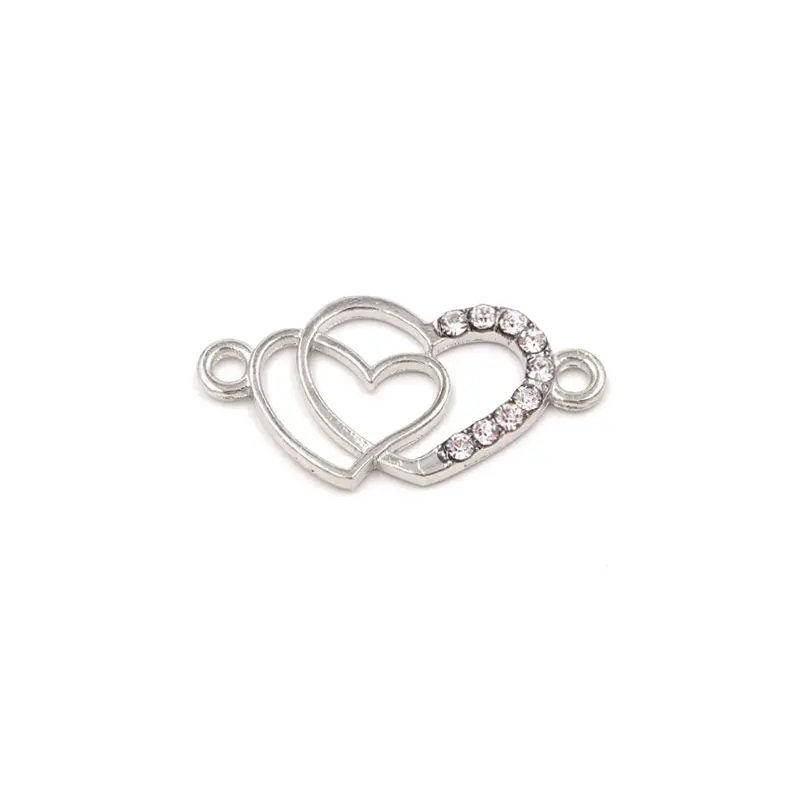 

50pcs Double Heart Charms Connectors For Jewelry Making 27*13mm Materiales Para Bisuteria MGC-71