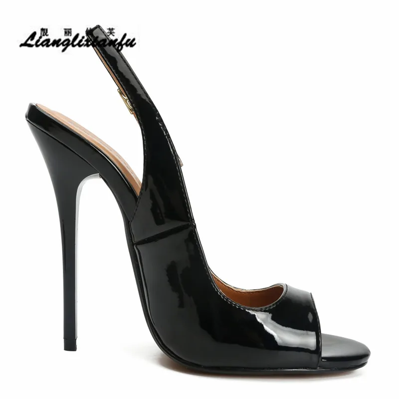 LLXF zapatos mujer; босоножки на шпильке 13 см; женская модельная обувь; кожаные сандалии; туфли-лодочки с открытым носком для костюмированной вечеринки; US16 17