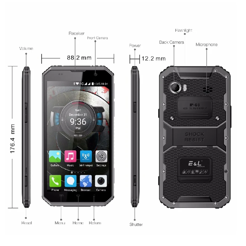 Original E&ampL W9 4G LTE Smartphone MTK6753 Octa Core 1.5GHz 6.0 inch Android 7.0 8.0MP+5.0MP IP68 Dual SIM 1080P 2GB RAM 16GB | Мобильные