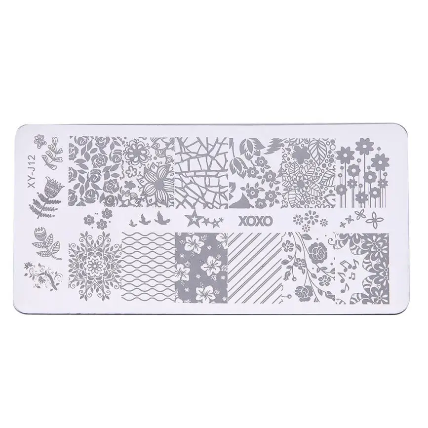 J012 12*6 см J08-J015 серии ногтей штамповки пластины DIY изображения пластиковые дизайн ногтей маникюр шаблоны салон красоты лак Инструменты для печати - Цвет: J012