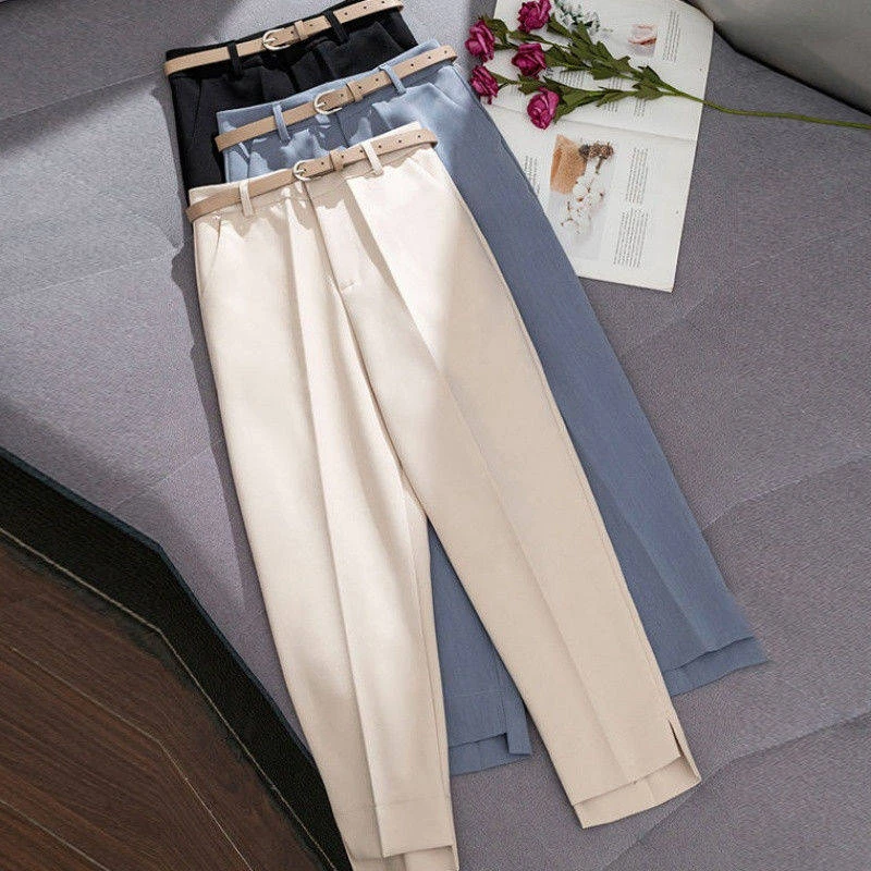 Повседневные брюки с высокой талией Осенние прямые деловые дамские женские
