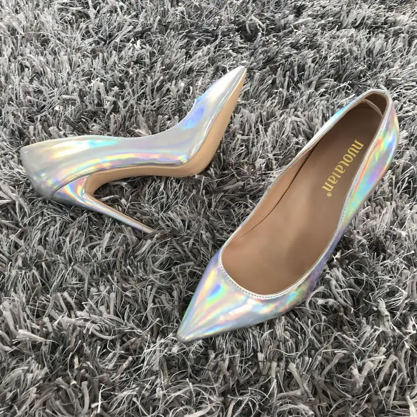 New Brand Women party wedding Pumps Elegant Pointed Toe Thin High Heels Pumps Fashion Sliver Shoes Woman 12cm/10cm/8cm