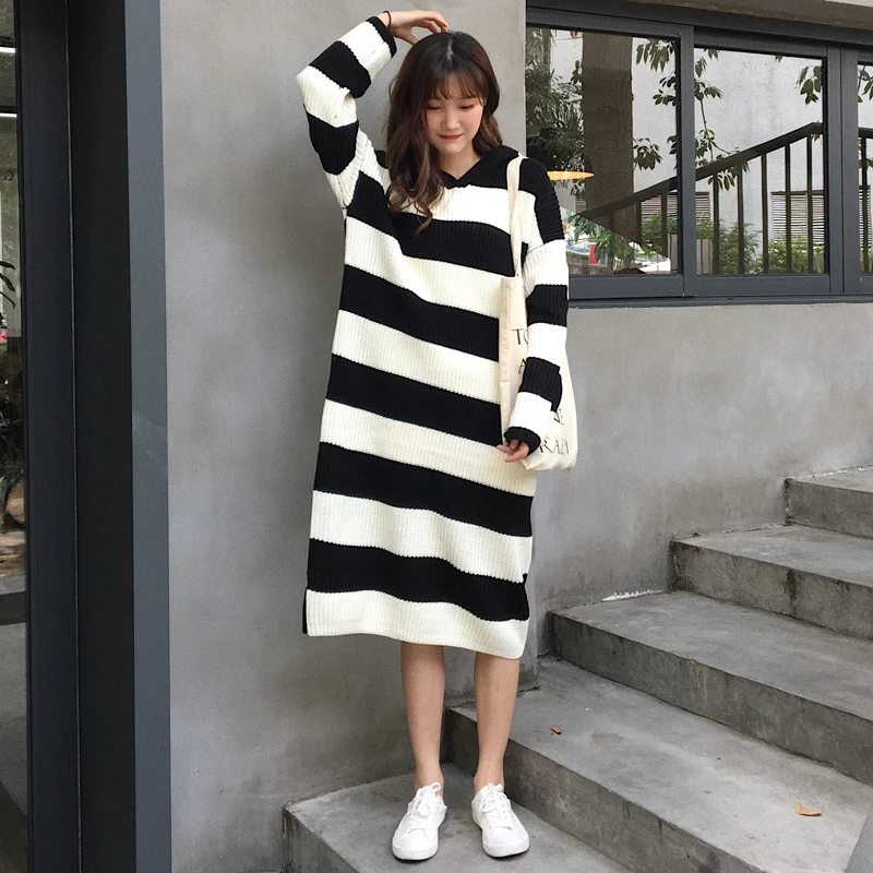 2 цвета Длинные рукава корейский шикарный стиль трикотажное платье женщины на