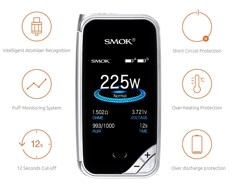 SMOK X-PRIV набор электронных сигарет 225 Вт X PRIV Box Mod с TFV12 Prince Tank 8 мл испаритель VAPE SMOK XPRIV Kit