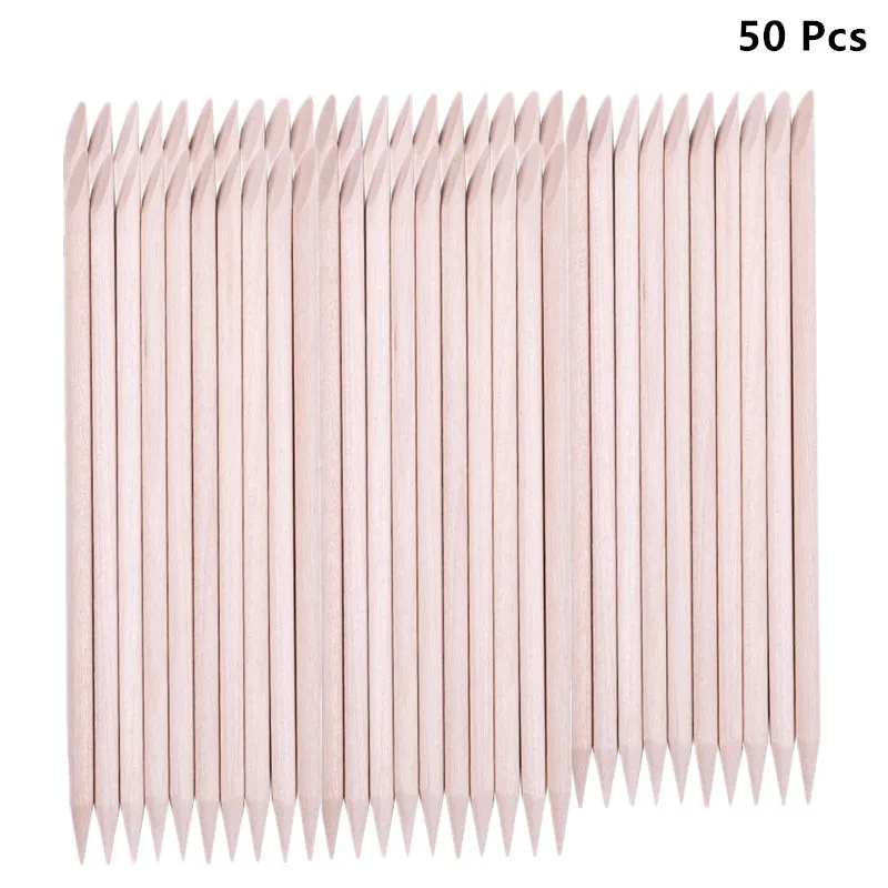 50pcs 50/100 шт./компл. женский двойной конец дизайн ногтей деревянная палочка палочки для отодвигания кутикулы Педикюр профессиональный набор инструментов для ногтей - Цвет: 50pcs