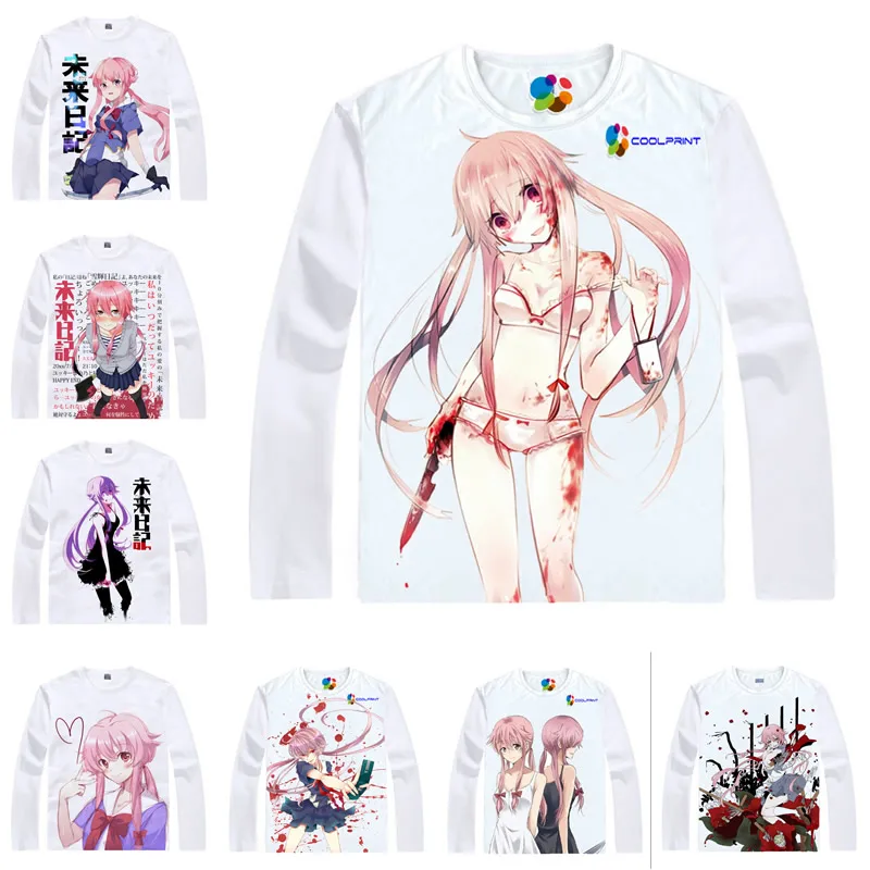 Coolprint японский Футболка с изображением в стиле аниме Костюм Мирай Никки футболки