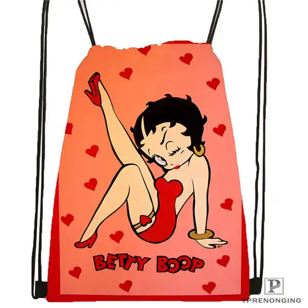 Drawstring Backpack На заказ betty-boop-вариант походная сумка на шнурке милый рюкзак для детей(черная спинка) 31x40 см#20180611-02-79 - Цвет: Drawstring Backpack