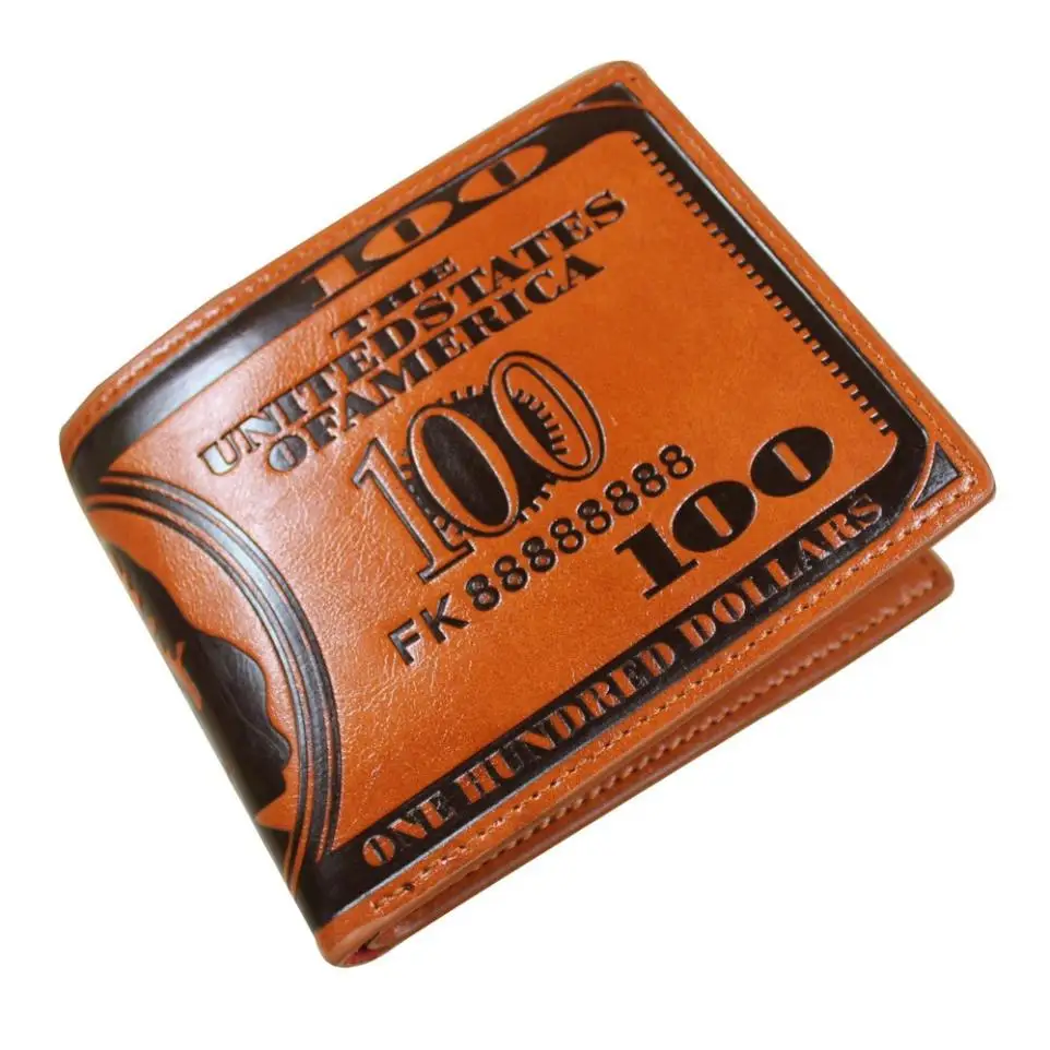 Мужские кожаные бумажники carteira masculina короткий кожаный бумажник для монет 100 $