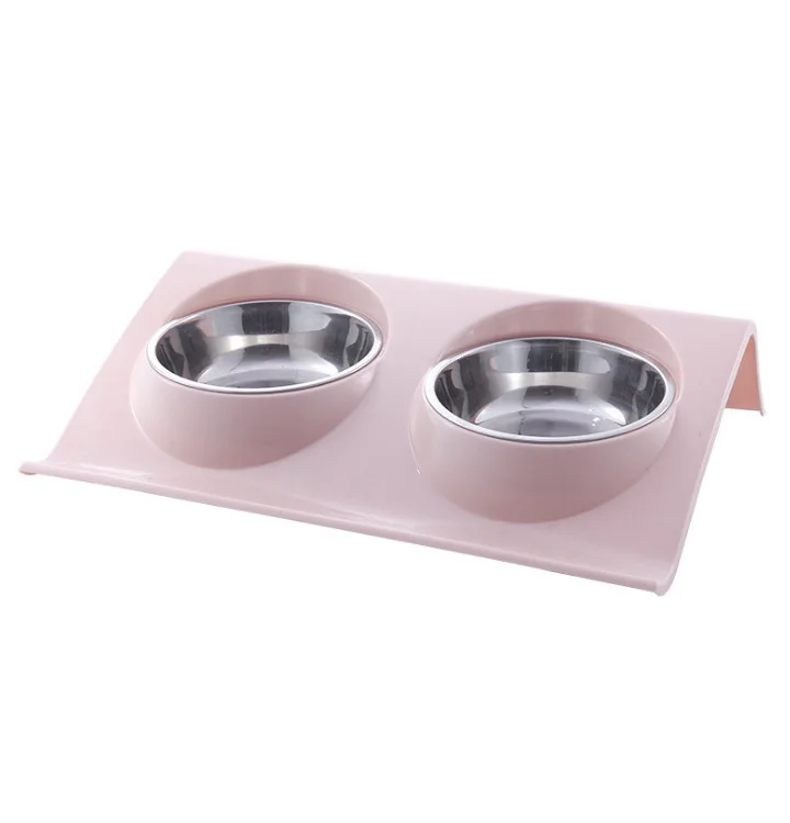 

Pet supplies, double bowl stainless steel dog food, double bowl multi-purpose combination