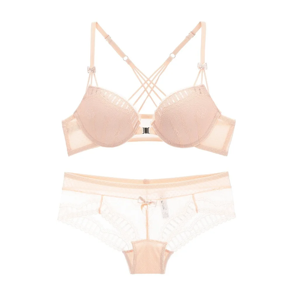 Кружева Push Up красивые Back Padded бюстгальтеры собрать комплект нижнего белья Для